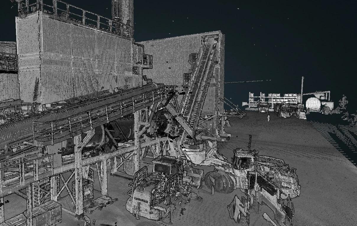 3D point cloud generated by drone photogrammetry for site modeling.