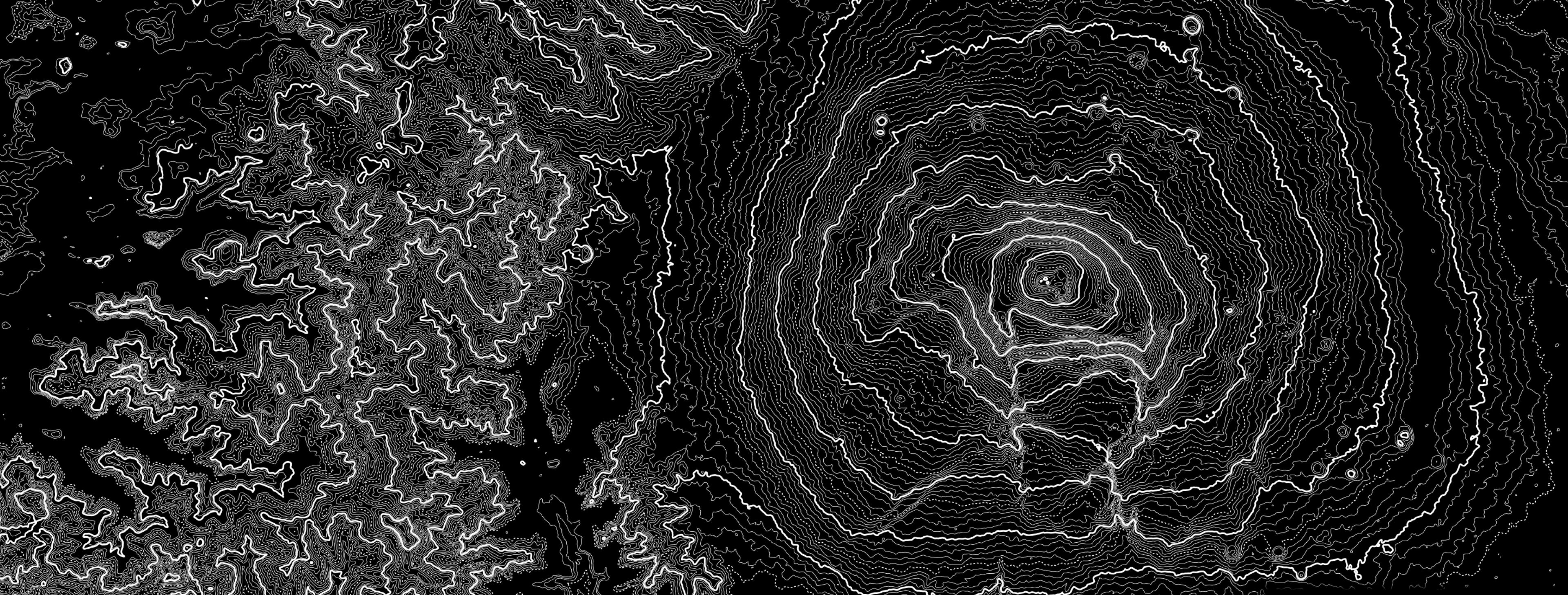 Orthophoto with contour lines and topographic measurements generated from drone surveys.