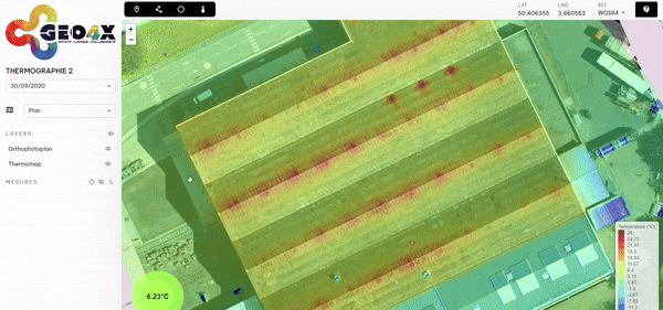 Precise thermal measurements on an industrial roof to detect thermal bridges.